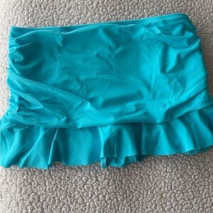 Turquoise Ruffle Swim Skirt - Women